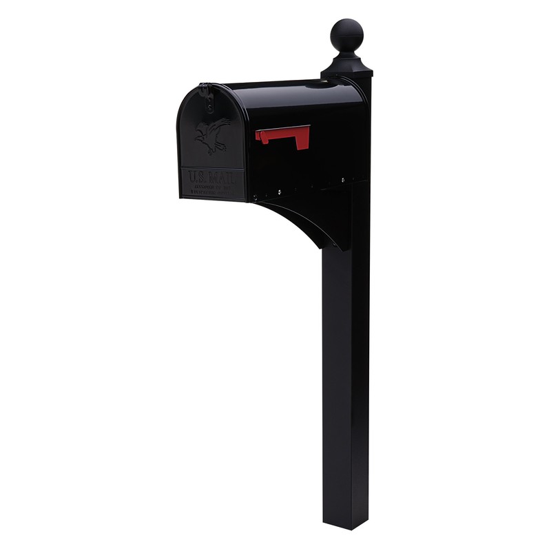 Gibraltar Mailboxes Elite Medium Capacity Galvanized Steel Black, Post-Mount Mailbox,