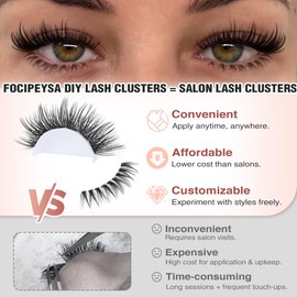 Focipeysa Wispy Lash Clusters Natural Eyelashes Extensions 10-16mm Cluster Lash Extensions C-Curl Lashes Extensions with Bottom Lashes Salon Effect Individual Eyelash DIY Eyelashes Clusters at Home
