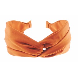 Ladies Wide Top Twist Detail Fabric Covered Headband Alice Band Wide Jersey (Rusty Brown)