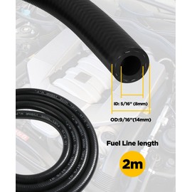 Flaconi Lawn Mower Fuel Line,Gas Line Hose,1/4 Fuel Line,Dirt Bike Fuel Line,2m/6 Feet Fuel Line Hose with 2 Gas Inline Fuel Filters and 10 Mini Fuel Hose Clamps,Fit for Mini Moto Dirt Bike ATV(8mm)