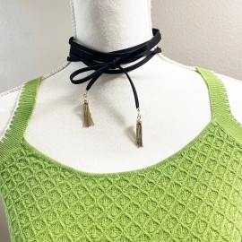 BaubleBar NWT Black tie gold detail choker necklace trend accessory jewelry statement