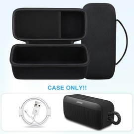 BOVKE Hard Travel Case for Bose SoundLink Plus Portable Bluetooth Wireless Outdoor Speaker, Extra Mesh Pocket for Charging Cables and Accessories, Black
