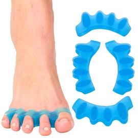 WACURRENTHYD Toe Spacers(2 Pair), Gel Toe Separators to Correct Toes, Bunion Corrector for Women Men Toe Spacer Hammer Toe Straightener Toe Stretcher Big Toe Separators (Blue)