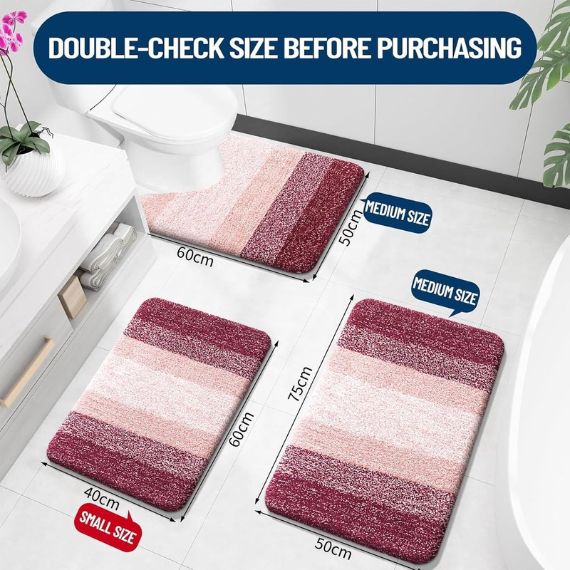 smiry Microfiber Bath Mat, 50 x 75 cm, Non-Slip Super