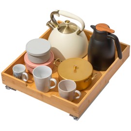 HOLDN’ STORAGE Bamboo Wooden Pull out Cabinet Organizer. 17" W x 21" D - Requires At Least a 18.25" W x 21" D.Cabinet Opening. W/Lifetime Limited Warranty. Bamboo Tray and Heavy gauge metal rails.