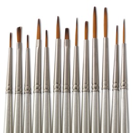 Jerry Q Art 13 Pcs Detail Paint Brushes, Double Color Synthetic Hair, High Performance for Oil, Acrylic and Watercolor JQ-501