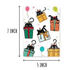 GoGiDesigns Birthday Black Cat Card - Birthday Pet Card - Funny Greeting Cat Lovers Card - Happy Birthday Card For Children