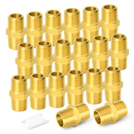 GASHER 20PCS Brass Hex Nipple, 3/8-Inch Male Pipe x 3/8-Inch Male Pipe Fitting