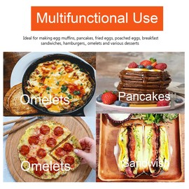 Large 2 Pack 8" Omelette Ring for Griddle, Non-stick Stainless Steel Pancake Ring with Silicone Handle Grill Oil Brush Egg Separator