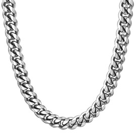 Men's Necklace Stainless Steel Cuban Curb Chain 10MM 18 Inch Hip Hop Jewelry