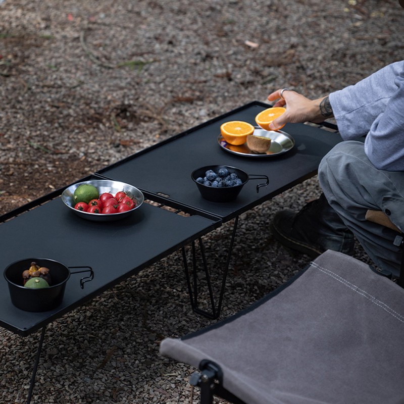 8pcs Stainless Steel Plates and Bowls Set Camping Dinner Dish
