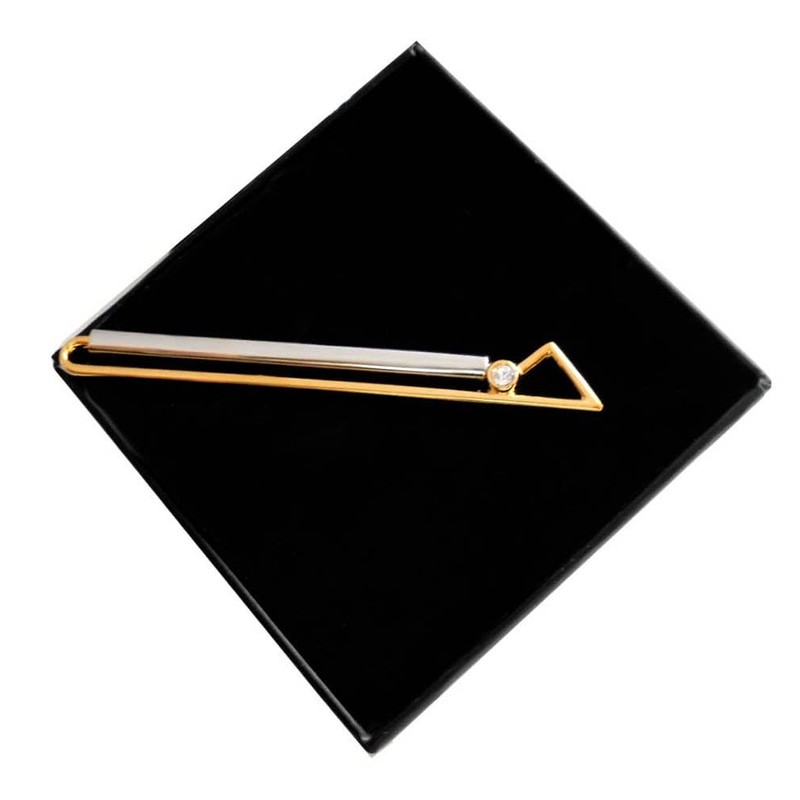 Tie Pin Bicolour with Crystal Stone Approx. 6.7 cm Wide