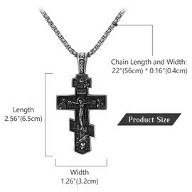 OIDEA Men's Jesus Cross Necklace: Jesus Crucifix Pendant with Wheat Chain Christian Cross Chain Biker Venetian Chain Religious Jewellery Gift for Men Father Friend, Stainless Steel
