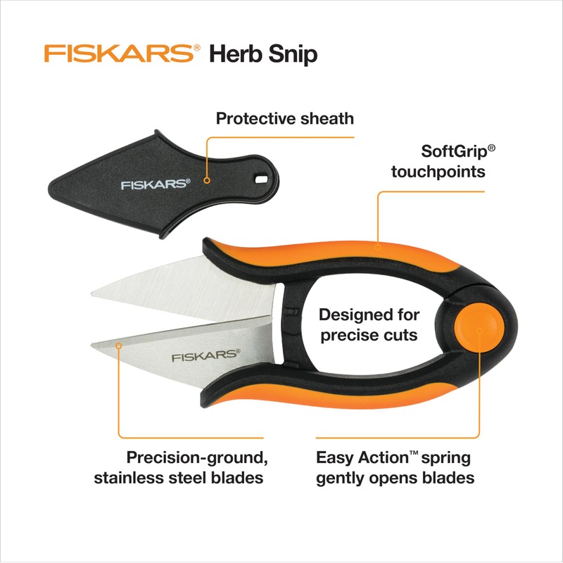 Fiskars Herb Garden Scissors, 5" Garden Shears, Handheld Herb Snips