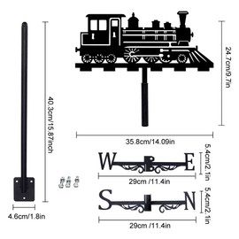 SUPERDANT Train Iron Weather Vane Train Metal Weathervane Black Wind Direction Garden Art Decor for Roof Indicators Wind Vanes for Yard Outdoor Farm Barn Sheds Garden Patio Decoration