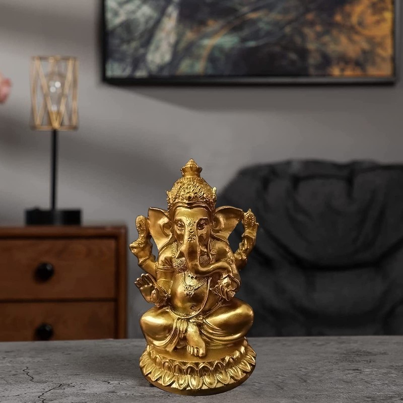 Ganesha God Indian God, Gold, Ganesha, Elephant, Object, Interior, Good