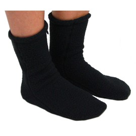 Polar Feet Nonslip Fleece Socks for Men and Women, Unisex Supersoft Black L (W10+/M9-11)