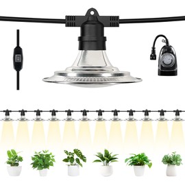 Miveda Outdoor LED Grow Lights, Waterproof String Plant Growing Light, Full Spectrum Growth Light with Timer, Suitable for Garden, Farm, Flower, Seedling Greenhouse Grow Light (12 Lights)
