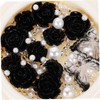 Vaguelly Black Camellia Rhinestone Nail Charms 4 Boxes Flower Nail