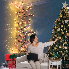 Drawelry LED Willow Vines Light, DIY Enchanted Wall Decoration Vine Flower Lights, Creative Wall Bedrooms Decor Christmas Home Gift for Family (72 Lights(5.3ft))