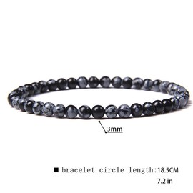 EUMENIDES Women's Natural Stone Bracelet, 4/6 mm, 7.2 Inches, Tourmaline, Tiger's Eye, Obsidian, Agate Crystal Stone Bracelet, Stone, Agate Tourmaline