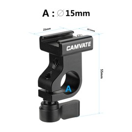 CAMVATE 15 mm side single rod clamp with cold shoe adapter for camera accessories (black)