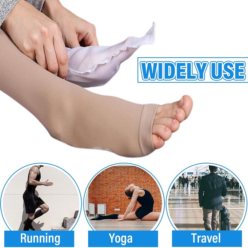 ZORVUJI 2 Pieces Compression Stockings Open Toe Sock Dressing Aid