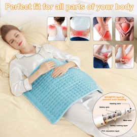 Heating Pad-Electric Heating Pads for Back,Neck,Abdomen,Moist Heated Pad for Shoulder,Knee,Hot Pad for Arms and Legs,Dry&Moist Heat & Auto Shut Off(Light Blue, 20''×24'')