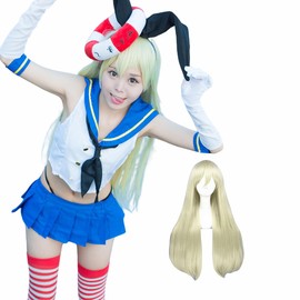 COSSA Kancolle Cosplay Wig Included Shimakaze Island Wind Cosplay Costume Cute Fleet Collection Costume Outfit Anime (M)