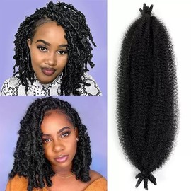 Beyla 30,5 cm, 1 Paket Kunsthaar, Afro Twist Braids, elastisch, vorgetrennt, hochwertige Haarverlängerungen für künstliche Locs Marley Twist, natürlich, 1B Haken für Frauen