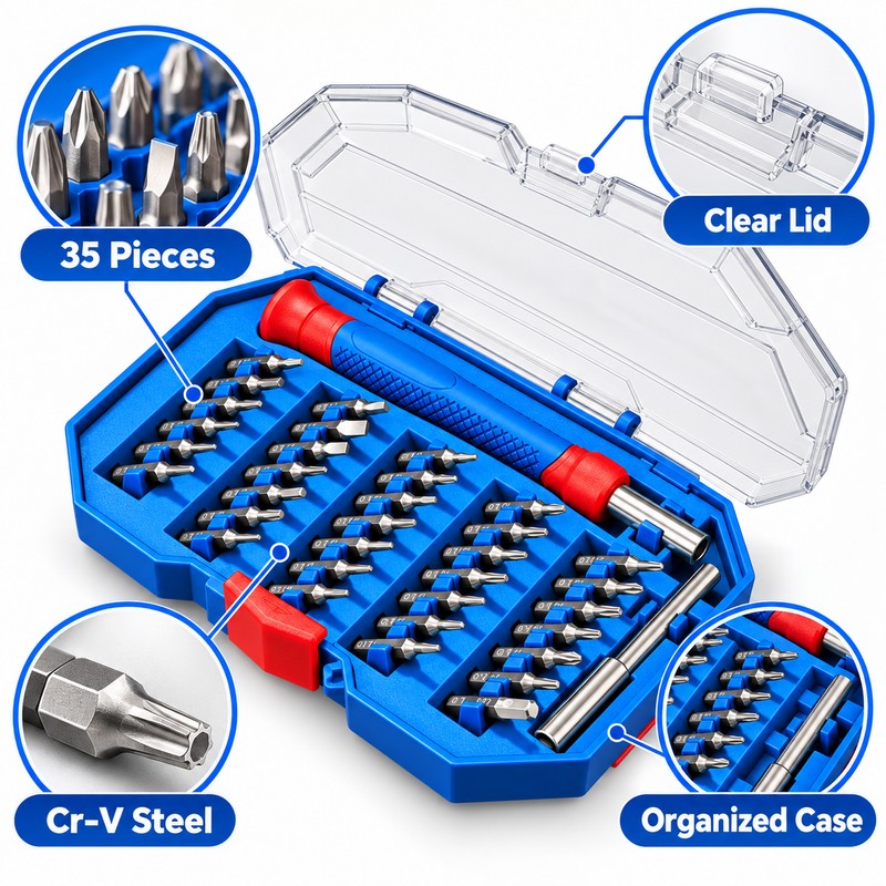 35-in-1 Precision Screwdriver Set – Magnetic Hexagonal, Flathead & Multi-Bit