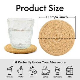 Coasters Set of 4 for Drinks, Cotton Woven 4 Colors Absorbent Boho Coasters for Home Decor Cups - Hot or Cold Drink Thickened (Light Khaki)