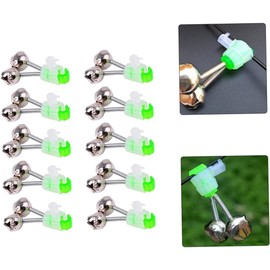 10 Pcs Silver Fishing Rod Bells Double Bell 1.89 Inch Green Galvanized Fish Bite Alarm Portable Reusable Bite Indicator for Night Fishing Bite Indicators Fishing Tools