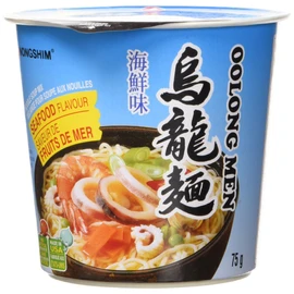 Nongshim Oolong Men Seafood Cup (6 X 75 Grams)Net Wt (450 Grams), Seafood, 450 Grams