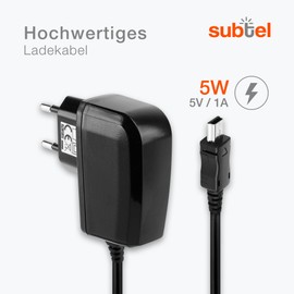 subtel® Ladegerät 1.1m kompatibel mit SanDisk Sansa Clip Plus/Sansa Clip, Ladekabel Mini USB Netzteil - Auflader 5V 1A / 1000mA Anschluss Stecker