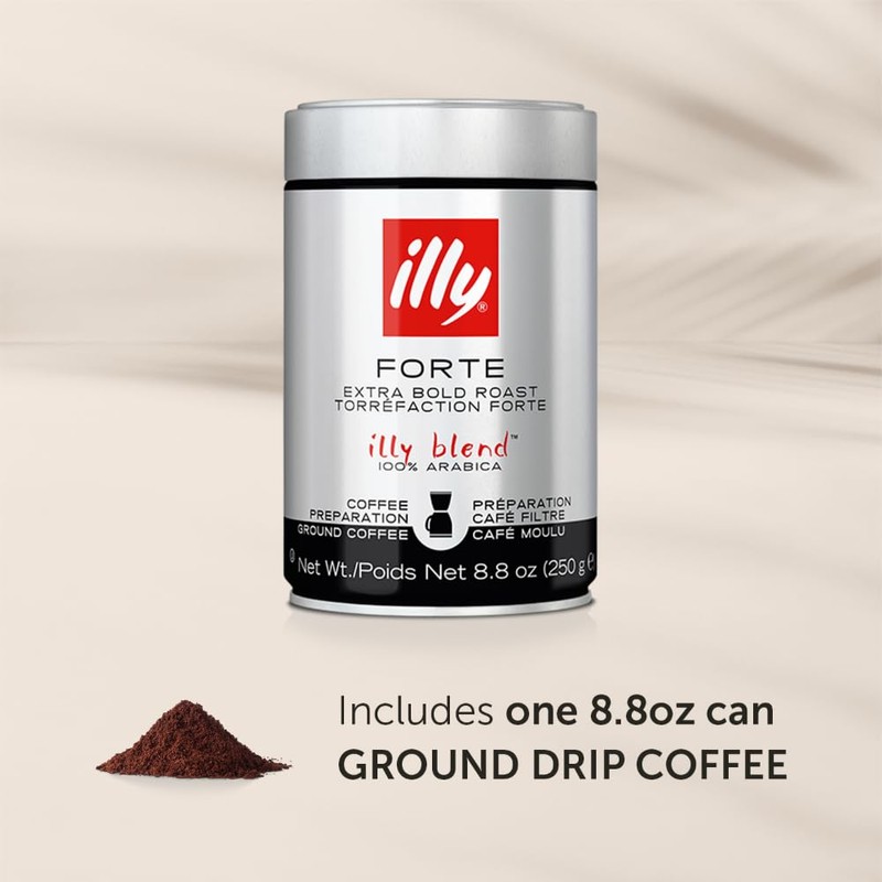 Illy Coffee, Ground Drip Forte, Extra Dark Roast, 100% Arabica