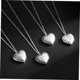 COHEALI Heart Shape Photo Frame Necklace Alloy Jewelry Ornaments Creative Carving for Women