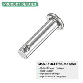 M METERXITY 10-Pack Single Hole Clevis Pins, M6 x 25mm 304 Stainless Steel Flat Head Clevis Pins for Mechanical Linkage/Fixed Parts/Ship Rigging, Link Hinge Pin Reusable