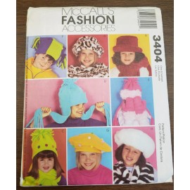 McCall's Fashion Accessories Pattern 3404 Kids Hats Scarves  Mittens one size