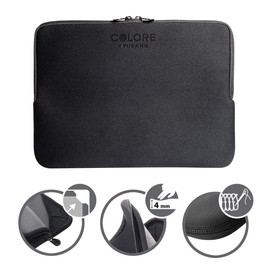 Tucano Second Skin color sleeve for Laptop 12 ", Macbook Pro 13" & Mac Book Air 13 "sleeve, black