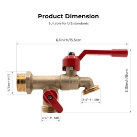 ‌VANCOCO Outdoor Garden Water Faucet with Double Outlet - Wall Mounted Faucets with 3/4 inch NPT Female Inlet & Two Outlets