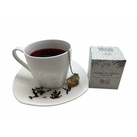 Crystal Tea Infuser, Smoky Quartz, Stainless Steel Ball Mesh Tea Strainer, Smoky Quartz Ball Tea Filter with Extended Chain Hook for Brew Fine Loose Tea (Smoky Quartz)