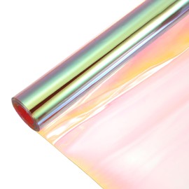 sourcing map Holographic Clear PVC Vinyl Film Holographic PVC Fabric Waterproof Dichroic Film 12 x 48 Inch for Handbags Bows Earrings DIY Craft,Holographic Red