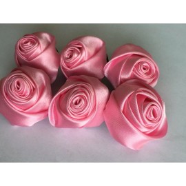 Unbranded Rose Shaped Lapel Stud Pin - Bright Pink Silky Texture 1 1/4 Inch