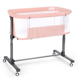 Todecare Baby Bassinet Bedside Sleeper, Portable Baby Bassinet for Newborn, Infant Bedside Crib w/Lockable Wheels, Adjustable Height, Removable Soft Mattress, Detachable Cover Easy Cleaning, Pink