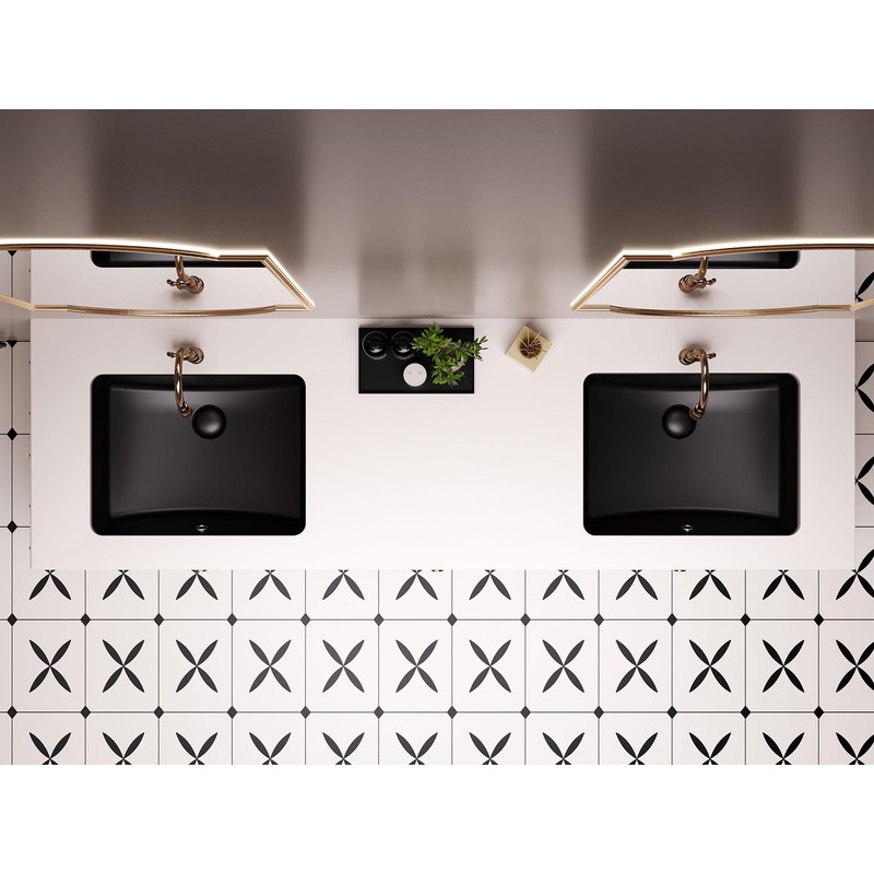 SmartSylva Black Undermount Bathroom Sink, 18 x 14 Inch Rectangular