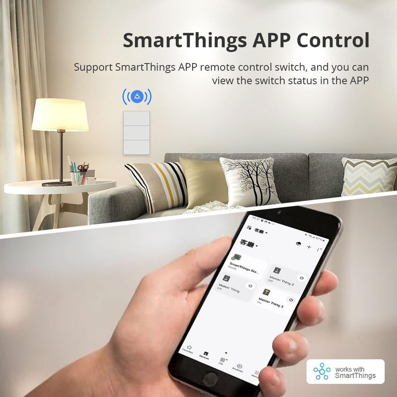 Matter Smart Light Switch, 2.4G Hz WiFi, Require Neutral Wire,