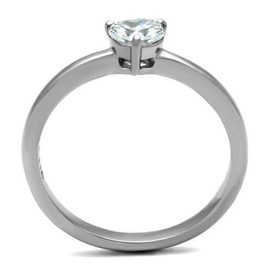 YourJewelleryBox Stainless Steel Solitaire Simulated Diamond Ring Engagement Heart Clear Size P TK2904