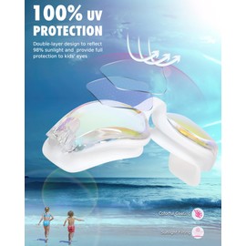 Aegend Kids Swim Goggles, Pack of 2 Swimming Goggles for Children Boys & Girls Age 3-14, White & Crisp-pink