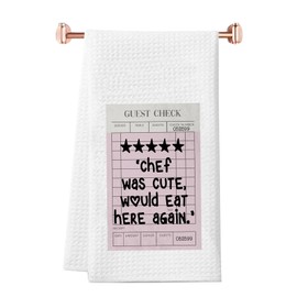 WCGXKO Culinary Gifts for Chefs Cooking Gift Chef was Cute Would Eat Here Again Kitchen Towel Chefs Gift (Chef Towel)